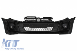 Front Bumper with Lip Extension Spoiler Piano Black suitable for VW Golf VI 6 (2008-2013) GTI Look-image-6072286