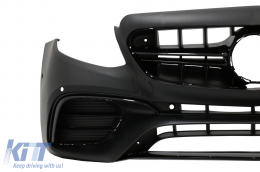 Front Bumper with Rear Diffuser and Exhaust Muffler Tips suitable for Mercedes E-Class W213 (2016-up) E63 Design Black Edition-image-6063690