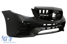 Front Bumper with Rear Diffuser and Exhaust Muffler Tips suitable for Mercedes E-Class W213 (2016-up) E63s Design All Black-image-6063717