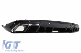 Front Bumper with Rear Diffuser suitable for Mercedes C-Class A205 Cabriolet C205 Coupe (2014-2019) C63 Design Black-image-6078009