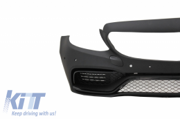 Front Bumper without grile & Diffuser with Muffler Tips Black suitable for Mercedes C-Class W205 S205 (2014-2018) C63 Design-image-6068284