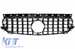 Front Central Grille suitable for MERCEDES CLA C117 X117 W117 (2013-2018) CLA45 GT-R Panamericana Design All Black-image-6037903