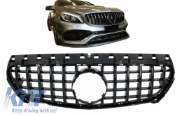 Front Central Grille suitable for MERCEDES CLA C117 X117 W117 (2013-2018) CLA45 GT-R Panamericana Design All Black-image-6042275