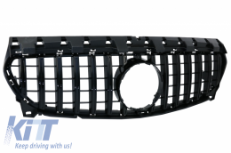 Front Central Grille suitable for Mercedes CLA C117 X117 W117 Facelift (2016-2018) CLA45 GT-R Panamericana Design Full Black-image-6042699