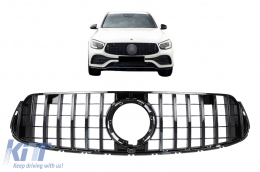 Front Central Grille suitable for Mercedes GLC X253 C253 Facelift (2020-up) GTR Panamericana Design All Black-image-6075927