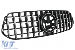 Front Central Grille suitable for Mercedes GLE SUV W167 V167 GLE Coupe C167 Sport Package (2019-Up) GTR Panamericana Design Glossy Black and Chrome-image-6075909