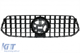 Front Central Grille suitable for Mercedes GLE SUV W167 V167 GLE Coupe C167 Sport Package (2019-Up) GTR Panamericana Design Glossy Black and Chrome-image-6075911