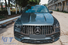 Front Central Grille suitable for Mercedes GLE SUV W167 V167 GLE Coupe C167 Sport Package (2019-Up) GTR Panamericana Design Glossy Black and Chrome-image-6087288