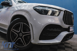 Front Central Grille suitable for Mercedes GLE SUV W167 V167 GLE Coupe C167 Sport Package (2019-Up) GTR Panamericana Design Glossy Black and Chrome-image-6089384