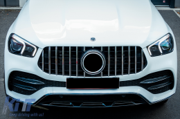 Front Central Grille suitable for Mercedes GLE SUV W167 V167 GLE Coupe C167 Sport Package (2019-Up) GTR Panamericana Design Glossy Black and Chrome-image-6095125