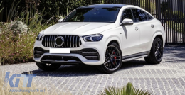 Front Central Grille suitable for Mercedes GLE SUV W167 V167 GLE Coupe C167 Sport Package (2019-Up) GTR Panamericana Design Glossy Black and Chrome-image-6090320