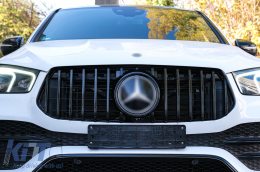 Front Central Grille suitable for Mercedes GLE SUV W167 V167 GLE Coupe C167 Sport Package (2019-Up) GTR Panamericana Design All Black-image-6098271