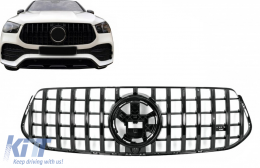 Front Central Grille suitable for Mercedes GLE SUV W167 V167 GLE Coupe C167 Sport Package (2019-Up) GTR Panamericana Design All Black-image-6108087