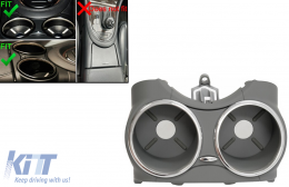 Front Dual Cup Holder suitable for Mercedes CLS C219 W219 (2003-2010) Gray-image-6086813