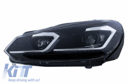 Front Grille Cerntral Grille suitable for VW Golf VI (2008-2013) with LED Headlights Flowing Dynamic Sequential Turning Lights R20 Design-image-6052965