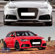 Front Grille suitable for Audi A6 C7 4G Pre-Facelift (2011-2014) RS6 Design Piano Black-image-6082194