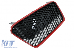 Front Grille suitable for Audi R8 42 1st Generation Facelift (2013-2015) RS Design Glossy Black Red-image-6096210