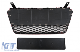 Front Grille suitable for Audi R8 42 1st Generation Facelift (2013-2015) RS Design Glossy Black Red-image-6096213