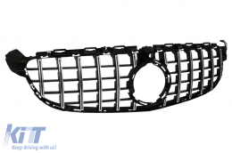 Front Grille suitable for Mercedes C-Class C63 W205 Sedan S205 T-Modell A205 Cabriolet C205 Coupe (03.2018-2020) with camera Black Chrome-image-6086623