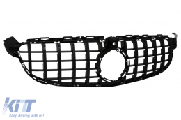 Front Grille suitable for Mercedes C-Class C63 W205 Sedan S205 T-Modell A205 Cabriolet C205 Coupe (03.2018-2020) with camera All Black-image-6086629