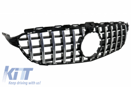 Front Grille suitable for Mercedes C-Class W205 S205 A205 C205 (2014-2018) GT-R Panamericana Design Chrome With 360 Camera-image-6033804