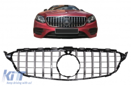 Front Grille suitable for Mercedes C-Class W205 S205 C205 (2014-2018) GT-R Panamericana Design Black Chrome With 360 Camera-image-6099953