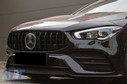 Front Grille suitable for Mercedes CLA X118 C118 (2019-up) GT-R Panamericana Design Piano Black-image-6097132