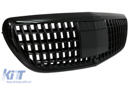 Front Grille suitable for Mercedes E-Class W213 S213 C238 A238 (2016-2019) Vertical Design Piano Black-image-6081924