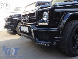 Front Grille Suitable for Mercedes G-Class W463 (1990-2012) G65 Design Piano Black Chrome Frame-image-6011042