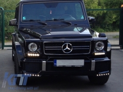 Front Grille Suitable for Mercedes G-Class W463 (1990-2012) G65 Design Piano Black Chrome Frame-image-6011043