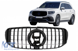 Front Grille suitable for Mercedes GLS SUV X167 (2019-2023) GT-R Panamericana Design Black-image-6087785