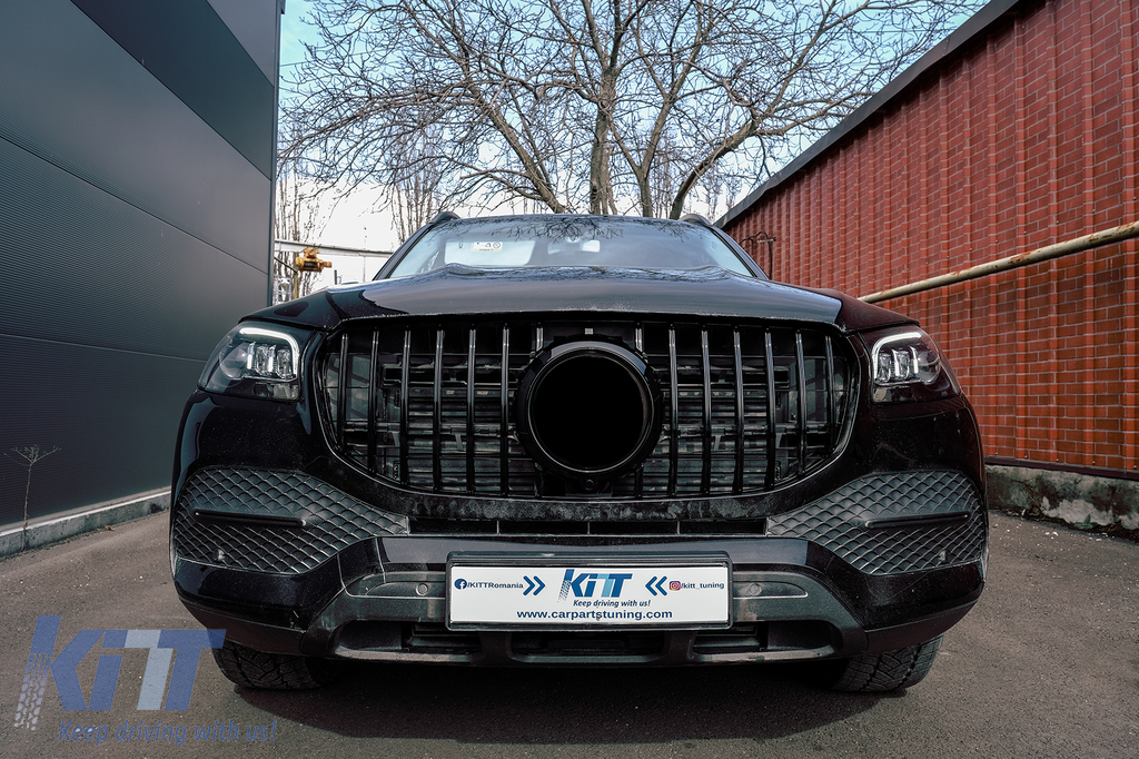Front Grille suitable for Mercedes GLS SUV X167 (2019-2023) GT-R  Panamericana Design Black 