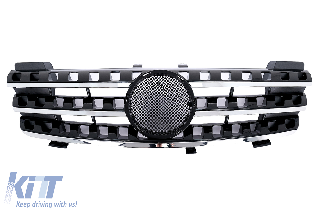 Front Grille suitable for Mercedes ML M-Class W164 (2005-2008) Black Chrome