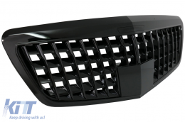 Front Grille suitable for Mercedes S-Class W221 Facelift (2010-2013) Vertical Design Piano Black-image-6081928