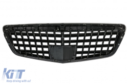 Front Grille suitable for Mercedes S-Class W221 Facelift (2010-2013) Vertical Design Piano Black-image-6081930