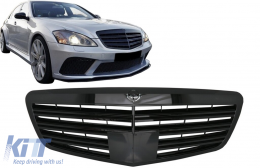 Front Grille suitable for Mercedes S-Class W221 Facelift (2010-2013) S65 Design Piano Black-image-6091202