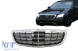 Front Grille suitable for Mercedes S-Class W222 (2014-08.2020) S63 S65 Design Chrome-image-6097024