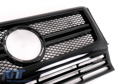 Front Grille suitable for Mercedes W463 G-Class (1990-2012) New G65 G63 Design Piano Full Black Edition-image-6021073