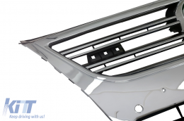 Front Grille suitable for VW Passat 3C (2007-2010) Full Chrome only for R36 OEM Bumper with PDC-image-5991111