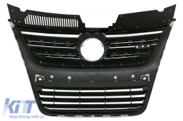 Front Grille suitable for VW Passat 3C (2007-2010) Full Chrome only for R36 OEM Bumper with PDC-image-6079838