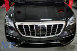 Front Grille Vertical Stripes suitable for Mercedes S-Class W222 X222 (2014-Up) Style Design-image-6109028