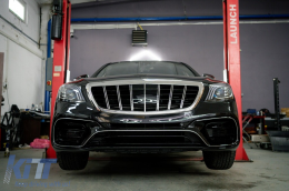 Front Grille Vertical Stripes suitable for Mercedes S-Class W222 X222 (2014-Up) Style Design-image-6109029