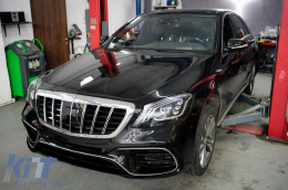 Front Grille Vertical Stripes suitable for Mercedes S-Class W222 X222 (2014-Up) Style Design-image-6109030