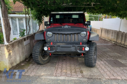 Front Grille with CREE LED Headlights Angel Eye and Turn Signal Light suitable for Jeep Wrangler Rubicon JK (2007-2017)-image-6068821