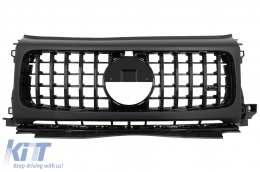 Front Grille with Headlights Covers suitable for Mercedes G-Class W464 W463A & G63 AMG (06.2018-Up) GT-R Panamericana Design Piano Black-image-6091904