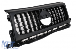 Front Grille with Headlights Covers suitable for Mercedes G-Class W464 W463A & G63 AMG (06.2018-Up) GT-R Panamericana Design Piano Black-image-6091908