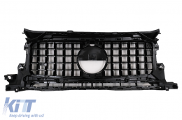 Front Grille with Headlights Covers suitable for Mercedes G-Class W464 W463A & G63 AMG (06.2018-Up) GT-R Panamericana Design Piano Black-image-6091914