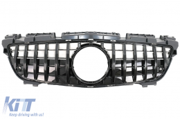 Front Grille with Lower Grille Mesh suitable for Mercedes SLK-Class R172 (2011-2015) GT-R Panamericana Design Black-image-6090213