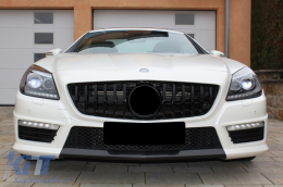 Front Grille with Lower Grille Mesh suitable for Mercedes SLK-Class R172 (2011-2015) GT-R Panamericana Design Black-image-6090221