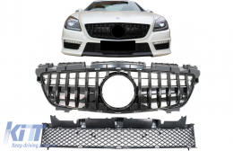 Front Grille with Lower Grille Mesh suitable for Mercedes SLK-Class R172 (2011-2015) GT-R Panamericana Design Black-image-6090374